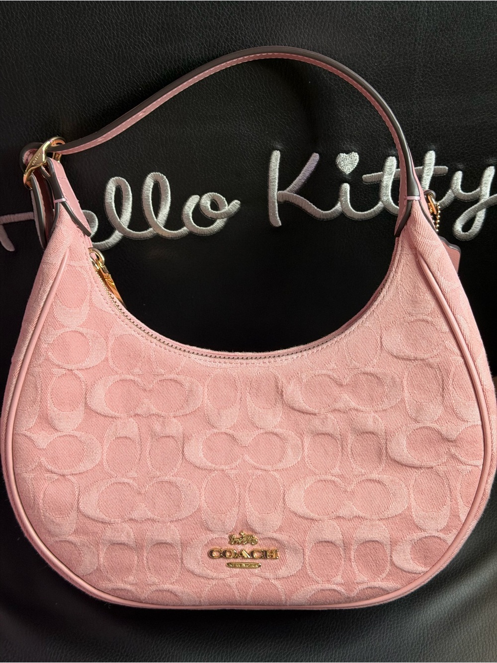 Coach Emily Pink Denim Signature Shoulder Bag